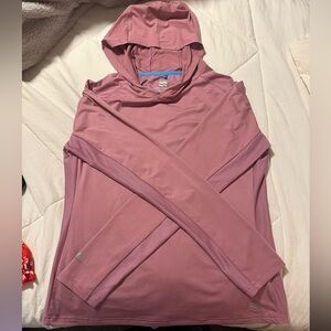 L Fieldsheer pink UPF 50+ hooded long sleeve.
